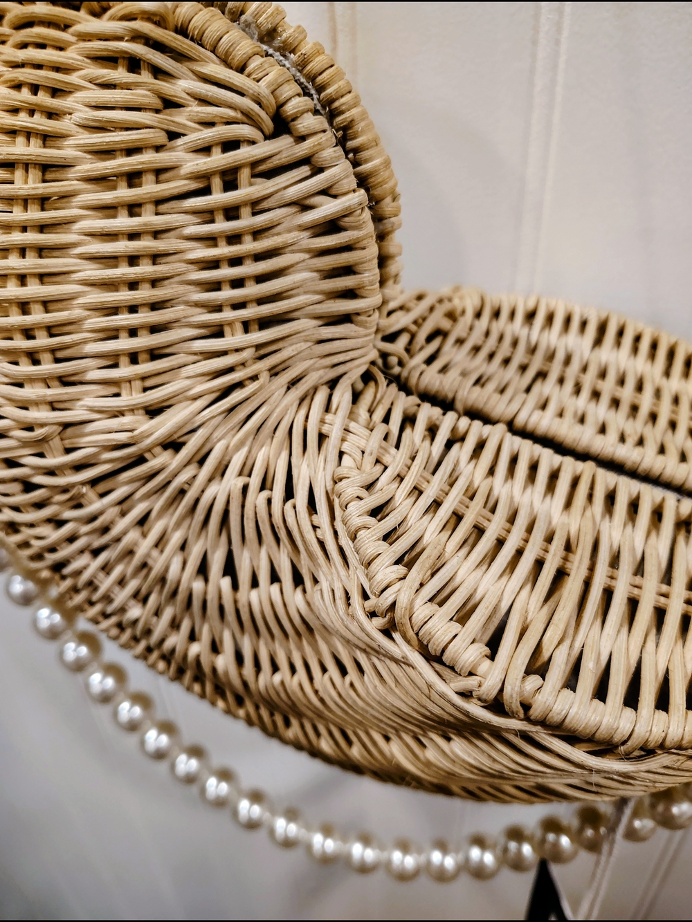 Haute Hippie Woven Rattan Crescent Crossbody with Pearl Strap - Natural - Picture 10 of 15